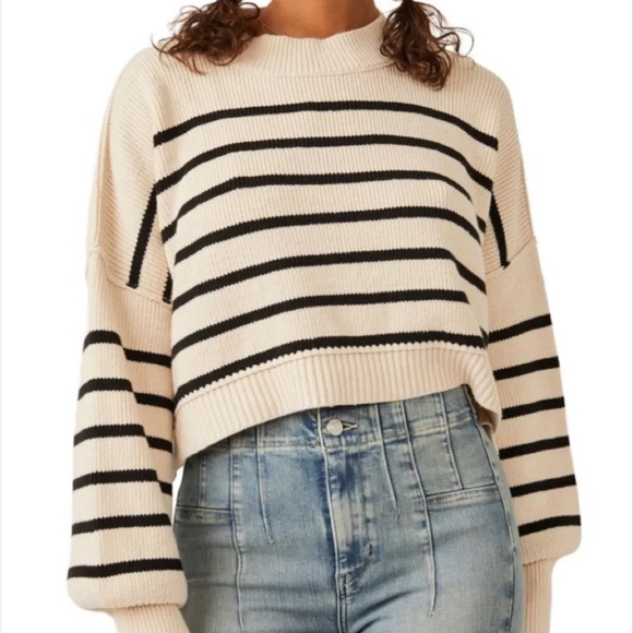 Free People Sweaters - NWOT Free people Easy Street Stripe Rib Crop Sweater